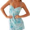 Ceputer Women Sequin Sleeveless Mini Dress Sparkly Backless Strappy Short Dress Sexy Glitter V Neck Cami Dresses Party Club, M