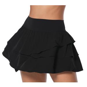 Sunzel Pleated Tennis Skort for Women, High Waisted Athletic Skirt with Built-in Shorts & Pockets for Pickleball, Black, X-Small (Black, XS)