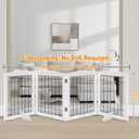LZRS 4-Panel Freestanding Wooden Dog GateExtra Wide 30 Tall Foldable Pet Barrier with Support Feet, Solid Hardwood & Steel Wire Chew-Resistant Safety Gate for Doorways, Hallways, and Stairs, White