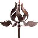 Wind Spinners Outdoor - Large Tulip Metal Bronze Color Wind Sculptures & Spinner, Kinetic Gift Ideal Windmill Decor for Garden and Yard (75 inch Height)
