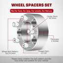 5x4.5 Wheel Spacers 5 Lug, 2" Wheel Spacers for J-e-e-p TJ XJ YJ ZJ KJ KK, 5x114.3mm with 1/2" Studs for 1983-2011 Ranger, for 1991-2010 Explorer, for 1987-2006 Wrangler