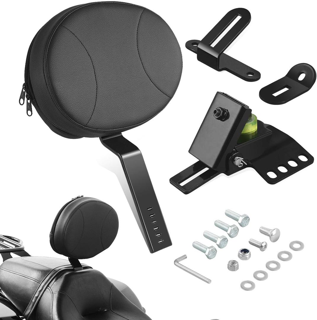 Adjustable Driver Backrest for Harley Davidson, Motorcycle Rider Backrest Fit for Touring Street Glide Road King Road Glide Electra Glide 1997-2025, Black (FIXED BACKREST)