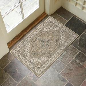 Collive Washable Indoor Doormat, Non Slip Retro Floor Mat 20" x 32" Small Rug Quick Absorbent Entrance Rug Distressed Taupe Front Door Mat, Welcome Mats Entryway Rug Doormats for Kitchen Home Patio (1'8" x 2'8" (Rectangular))