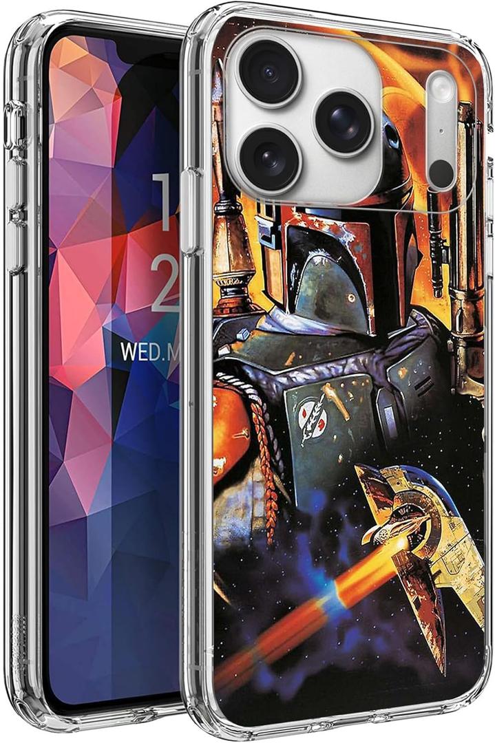 Compatible with iPhone 17 Pro Max Case, Soft TPU Full Body Anti Scratch Shockproof Drop Protection Clear Case(Wars-Boba) (Pattern-12)