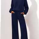 PRETTYGARDEN Women 2 Piece Outfits 2026 Spring Sweatsuits Crewneck Sweatshirt Wide Leg Sweatpants Lounge Sets Tracksuit (Blue, XS)