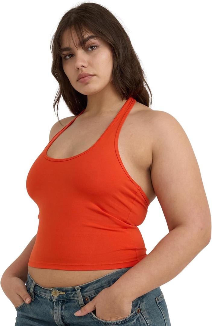 Organic Basics Women's Core Organic Cotton Halter Top (Vibrant Red), Small