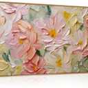 CHDITB Floral Wall Art, 20" X40 Large Watercolor Flower Textured Oil Painting, Modern Wildflower Wall Decor, Framed Canvas Flowers Artwork for Living Room Bedroom Office Girl Room Decoration