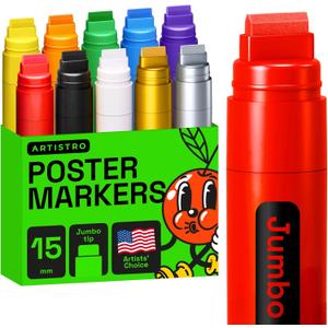ARTISTRO Poster Markers Jumbo Set Acrylic Markers with 15mm Wide Jumbo Tip for Murals Tagging Posters - Large for Rock Wood Plastic Leather Metal Fabric Ceramic