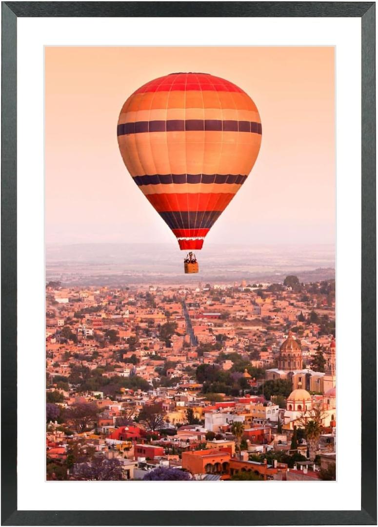 Mxtallup 14x23 Frames Solid wood, Display Pictures 12x21 Inch With Mat or 14x23 Inch Without Mat, Poster Frames 12x21 in Picture Frames Wood Black (T22B1423W1221)