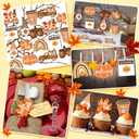 Chunful 30 Pcs Fall Thanksgiving Ornaments for Small Tree Decoration Wood Mini Autumn Pumpkin Gnome Maple Leaf Truck Cutouts Hanging Vintage Halloween Sign Yellow Orange Brown for Harvest Party