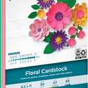 PrintWorks Floral Cardstock Paper 8.5" x 11" - 50 Sheets - 5 Assorted Colors for Flowers - Ideal for School & Craft Projects - 67 lb/147 gsm & 65 lb/176 gsm - Made in the USA (00657)