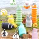 Collapsible Water Bottle, 26oz Silicone Foldable Water Bottles Leakproof BPA Free Travel Water Bottles with Carabiner, Portable Sport Water Bottles for Camping,Hiking Outdoor Indoor Sport