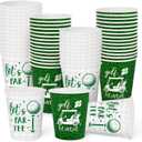 FYSUIMU 100Pcs Golf Paper Cups Let's Par-tee Disposable Drinking Cups 9 oz Green White Sport Ball Party Cup for Hot Cold Drink Birthday Baby Shower Supplies