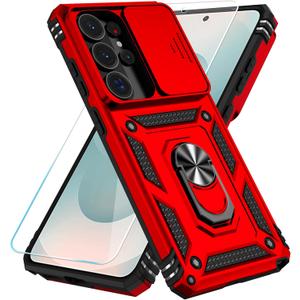 SunStory Phone Case for Samsung Galaxy S26 Ultra Case with HD Screen Protector & Kickstand & Slide Camera Cover,Phone Case for Galaxy S26 Ultra, Red