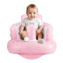 Inflatable Baby Chair, Inflatable Baby Seat for Babies 3 Months and Up, Summer Blow Up Chair with Built in Air Pump, Infant Floor Seats for Learning to Sit, Palying, Camping, Strawberry