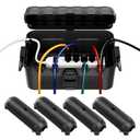 RESTMO 5-Piece Outdoor Waterproof Electrical Box Set  12.5" x 8.5" x 5" Large & 7.1" x 2.3" x 2.3" Small, Weatherproof Boxes for Power Strip, Outlet, Plug, Socket, Timer, Holiday Light, Black