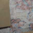 RELEANY Area Rugs Large 9'x12' Washable Non-Slip, Floral Vintage Distress Medallion Carpet for Living Room Bedroom Dining Room, Blue Orange Red