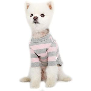 Dog Cotton Shirts for Small and Large Dogs Rugby Striped T-Shirts Soft Breathable Dog Shirt pet Clothes (Small, Pink/Gray)