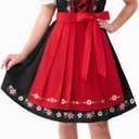 Spooktacular Creations Dirndl Dresses Women Oktoberfest Costume, Bavarian German Outfits for Halloween Parties Beer Carnival (Large, Red)
