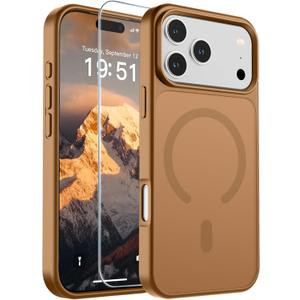 SUPFINE Magnetic for iPhone 17 Pro Max Case (Compatible with MagSafe)(Military Grade Drop Protection) Translucent Matte Shockproof with Anti-Fingerprint Phone Cover,Brown