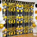 60th Birthday Decorations for Men Women, 2 Pack Black Gold Happy 60th Birthday Foil Fringe Curtains 3.3 x 6.6ft Cheers to 60 Years Old Tinsel Streamers Photo Booth Props Backdrop Party Supplies