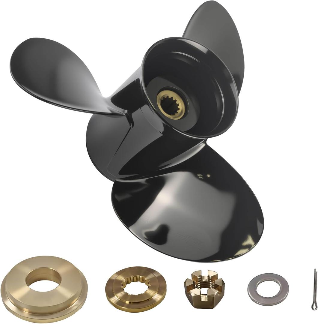 Propeller 765183 for OMC Johnson Evinrude V4 Outboard 40-140 HP Boat Motor Engine Parts 3 Blade Aluminum Prop 13.25X17 Pitch RH 13 Spline Tooth with Hub Kit 0765183