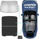 BestEvMod 3PCS Windshield& Roof Sunshade Compatible with 2026 2025 Tesla New Model Y Juniper Foldable Sun Shade Accessory Heat UV Protection Visor Accessories with Storage Bag (Roof+Windshield, Black)