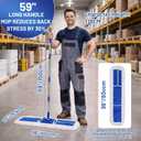 36" Commercial Dust Mop: Dry Dust Broom for Hardwood Floors Cleaning - 2 Mop Pads 59" Long Handle Heavy Duty Frame - Industrial Professional Cleaning Supplies for Hotel Warehouse School Janitor