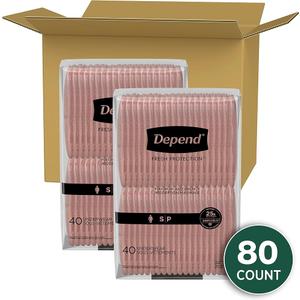 Depend Night Defense Adult Diapers, Incontinence & Postpartum Bladder Leak Underwear for Women, Disposable, Overnight, Small, Blush, 80 Count (2 Packs of 40) 