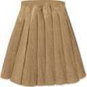 SANGTREE Women Corduroy Pleated Skirts High Waist Winter with Comfy Casual Elastic Band Without Shorts (Small, Khaki)