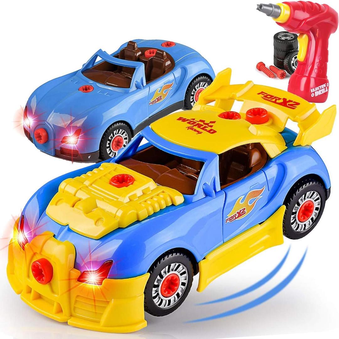 Take Apart Toy Vehicles with Electric Power Drill, Sounds & Lights  Build Your Own STEM Construction Kits for Kids Ages 3-5 (Race Car)