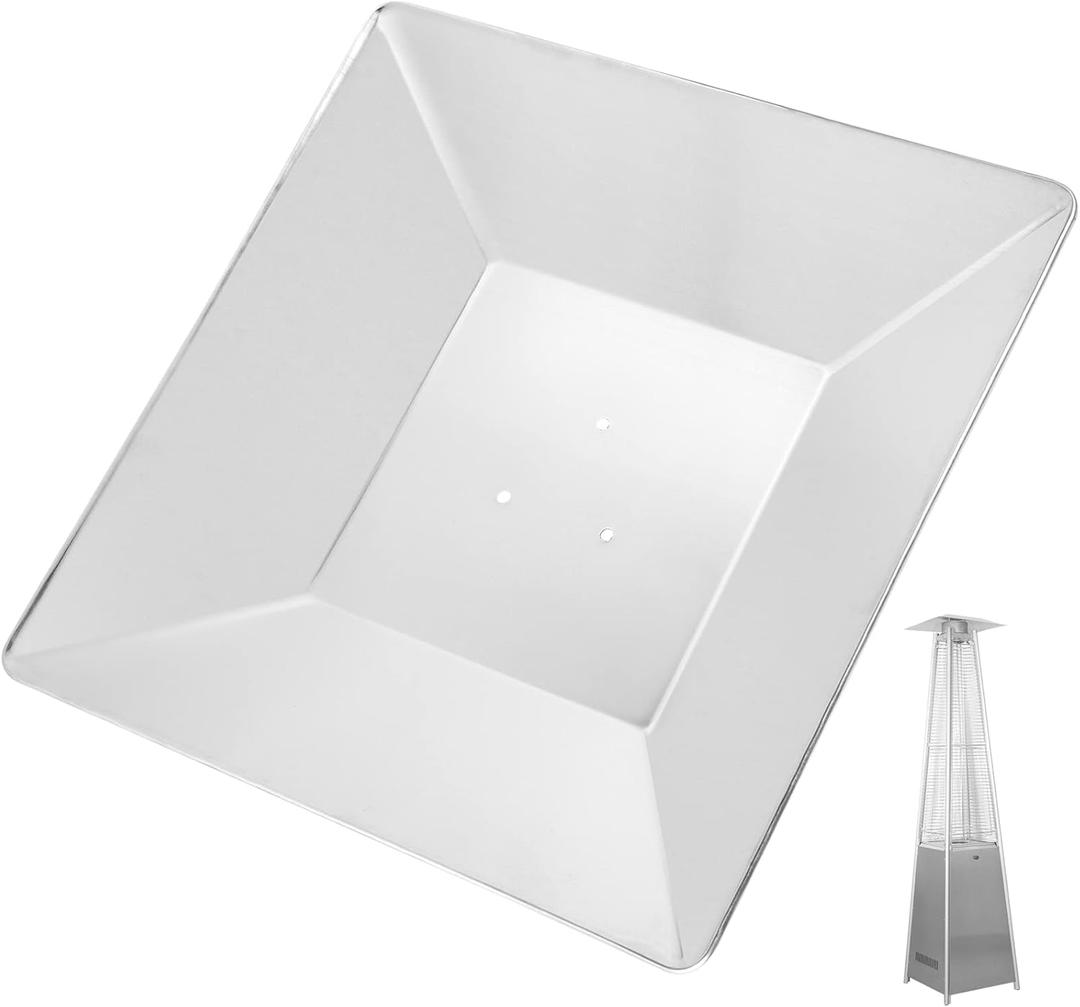 Patio Heater Heat Shield, Square Aluminum Heat Reflector Shield Replacement Top Parts for 4-Sided Glass Tube Outdoor Heaters (3 Pre-Drilled Holes Distance 2 3/4 Inches)