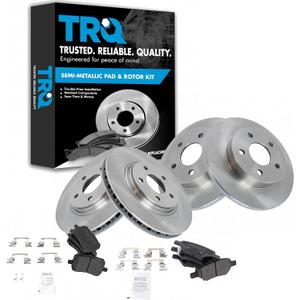 TRQ Brake Rotor & Premium Posi Semi Metallic Pads Front Rear Set for Chevy