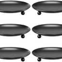 Apsvwys Black Candle Holders for Pillar Candles, Set of 6 Premium Metal Candle Plates Candle Stand for LED or Wax Candles, Decorative Pillar Candle Holder Dish for Table Centerpiece