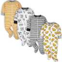 Onesies Brand Baby Boys' 4-Pack Sleep 'N Play Footie, Gold Hungry, Newborn