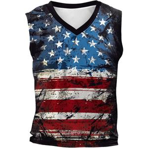 Mens 4th of July Shirt American Flag Sleeveless Beach Tank Top for Men Workout Gym, Size XL