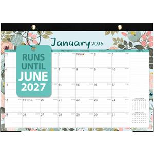2 x 2026 Desk Calendar, Monthly Desk Pad Calendar, Jan 2026 - Jun 2027, Large Size 17"x12" Table Planner with Protect Paper, Stickers, Office Supplies and Desk Accessories for Women