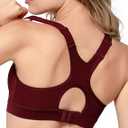 Yvette High Impact Sports Bra for Women High Support Adjustable Straps Running Workout Bra for Large Bust, Burgundy Red, 16B