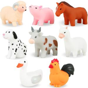 XY-WQ Bath Toys No Hole, for Infants 6-12& Toddlers 1-3, No Hole Bathtub Toys (Animal , 8 Pcs with Mesh Bag)