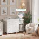 BOLUO Baby Dresser with Changing Table Top, Black Changing Table Dresser with 6 Fabric Drawers Diaper Changing Station with Storage Shelf for Nursery Modern