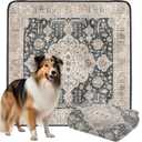 Non-Slip Dog Washable Pee Pads Extra Large 72" x 72", Boho Reusable Pet Training Pad for Playpen, Waterproof Doggie Rug Washable for Puppy Crates, Whelping Pad, Dog Rug Indoor (Dark Navy)