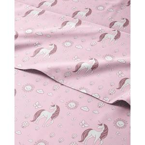 Kids Twin Size Pink Unicorn Bed Sheets - 3 Piece Kids Unicorn Microfiber Sheet Set - Butterfly Theme Bedding - Soft, Breathable & Machine Washable - Pink Bed Set for Boys, Girls, Teens and Toddlers