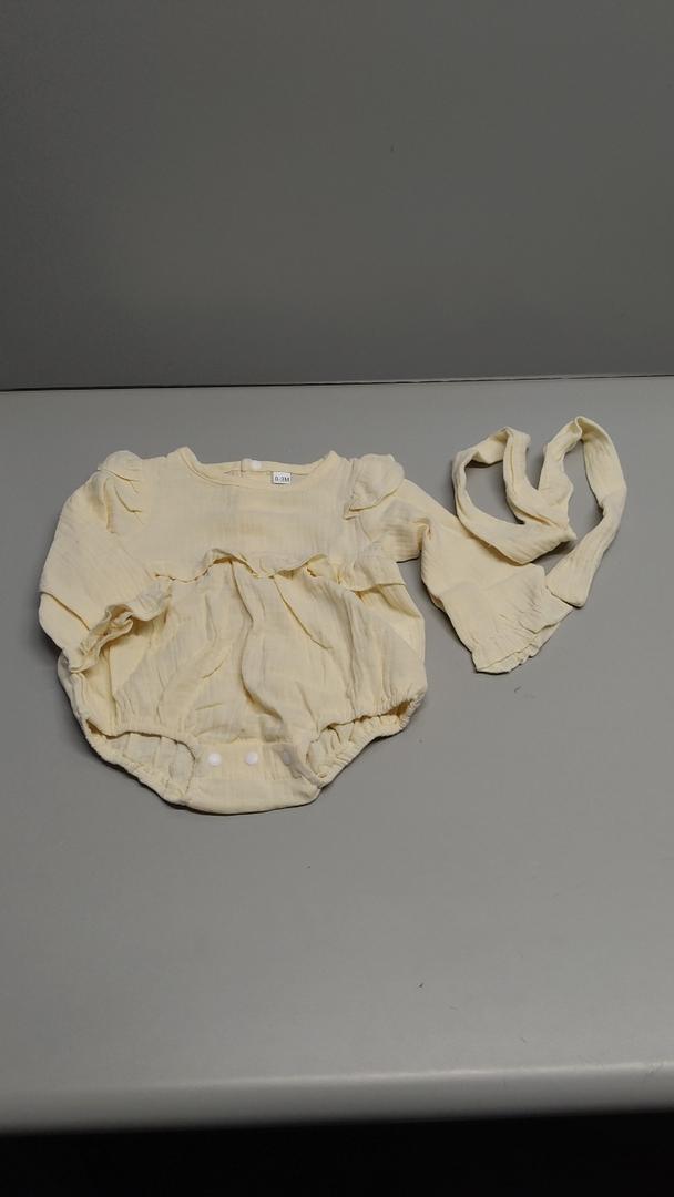 Yellow Jumpsuit for Girls With Bow , Size 0-3 M