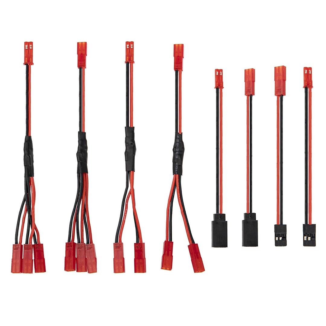 8Pcs JST Plug Y Splitter,JST to JR Male Female Wire Adapter JST Y-Harness Connectors Parallel Extension Cable Compatible with Traxxas TRX-4 RC Crawler Receiver ESC Winch Cooling Fan Led Lights
