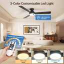 52 Inch Ceiling Fans with Lights, Remote Control, 3CCT, Dimmable & Adjustable Wind Speed, Timer Function, Reversible, Quiet, Energy-Saving Ceiling Fan with Light for Bedroom, Living Room Indoor/Outdoor