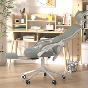 CYKOV Ergonomic Office Chair - Adjustable Lumbar & Headrest, 90-160° Reclining with Footrest, Breathable Mesh Back - Home Office/Gaming Computer Chair (Black-White Frame, 300lbs Capacity), KT5190H-W-BLK