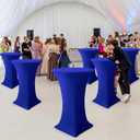 Cocktail Table Covers-Spandex Round High Top Table Cloths 6 Pack 32x43 Inch-Royal Blue Stretch Fitted Bar Tall Tablecloth for Pub Bistro Highboy Party Banquet Height Folding Satnding Tables