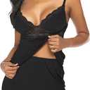 Avidlove Womens Sleepwear Lace Pajamas Cami PJS Set Pajama Set for Women (Large, 1-black)