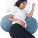 Pregnancy Pillow for Sleeping Memory Foam Maternity Pillow for Side Sleepers, Adjustable Travel Wedge Pillow Support for Back, Belly, and HIPS for Pregnant Women, Navy Blue