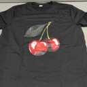 RoseSeek Women's Cherry Graphic Tees Top Crewneck Short Sleeve Baggy T Shirt, XS